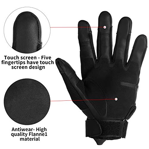 Yizhet Guantes de Moto Guantes Tácticos Pantalla Táctil Guantes Dedo Completo Antideslizante para Motocicleta Ciclismo Caza Escalada Acampar - Negro (L)