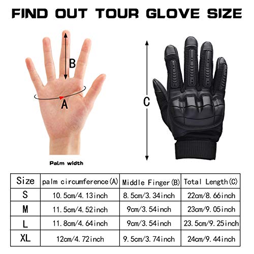 Yizhet Guantes de Moto Guantes Tácticos Pantalla Táctil Guantes Dedo Completo Antideslizante para Motocicleta Ciclismo Caza Escalada Acampar - Negro (L)