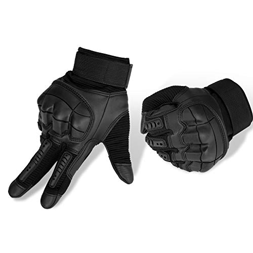 Yizhet Guantes de Moto Guantes Tácticos Pantalla Táctil Guantes Dedo Completo Antideslizante para Motocicleta Ciclismo Caza Escalada Acampar - Negro (L)