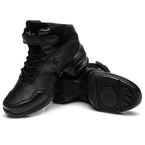 YKXLM Hombres&Mujeres Danza-zapatillas de deporte Zapatos de baile Calzado de Danza/Modernos de la danza del jazz,ESA-B51A,Negro,EU 38