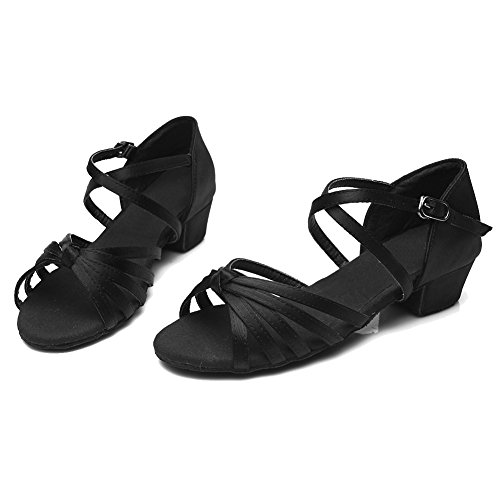 YKXLM Mujeres&Niña Zapatos latinos de baile Zapatillas de baile de salón Salsa Tango Performance Calzado de Danza,ES203,Negro,EU 38