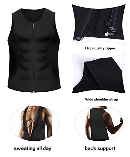 Yokald Faja Reductora Adelgazante Hombre Neopreno Camiseta Reductora Compresión de Sauna Chaleco para Desarrollo Muscular Pérdida de Peso con Quema Grasa Deportivo (Negro, 2XL)