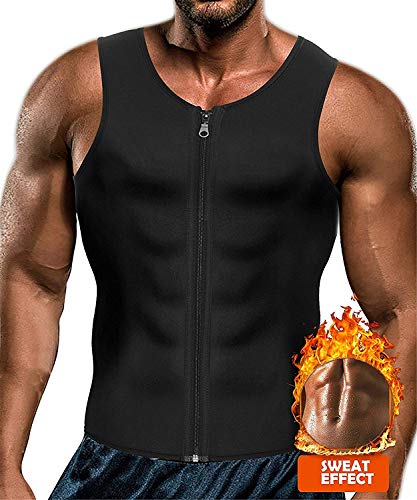 Yokald Faja Reductora Adelgazante Hombre Neopreno Camiseta Reductora Compresión de Sauna Chaleco para Desarrollo Muscular Pérdida de Peso con Quema Grasa Deportivo (Negro, 2XL)