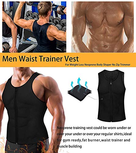 Yokald Faja Reductora Adelgazante Hombre Neopreno Camiseta Reductora Compresión de Sauna Chaleco para Desarrollo Muscular Pérdida de Peso con Quema Grasa Deportivo (Negro, XL)