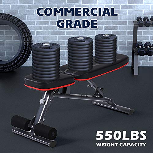 YOLEO Ajustable Grado Comercial Banco de Pesas 550 Libras de Capacidad Banco de Entrenamiento de Cuerpo Completo Banco de Levantamiento de Pesas Prensa de Banco Inclinada Plana para Gimnasio en casa