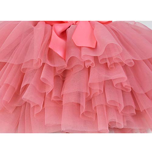 YONKINY Tulle Ballet Tutu Corta para Niñas+Venda Falda Capas Tul De Volantes Princesa para Danza Fiesta Boda Cumpleaños Fotografía (Rosa Oscuro, Talla L para 1-2 años)