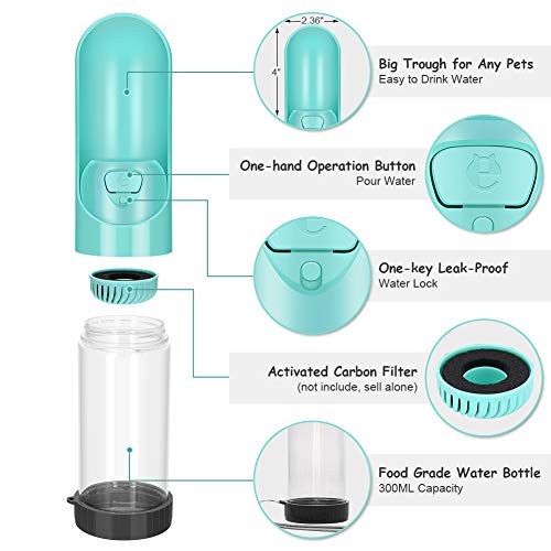 YOUTHINK Botella de Agua para Perros Gatos Dispensador Mascotas Bebedero Taza Antibacterial Portátil Telescopic para al Aire Libre Viaje Caminar 300 ML Turquesa