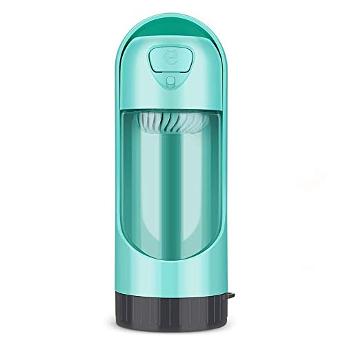 YOUTHINK Botella de Agua para Perros Gatos Dispensador Mascotas Bebedero Taza Antibacterial Portátil Telescopic para al Aire Libre Viaje Caminar 300 ML Turquesa