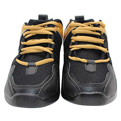 Yudesun Mujer Zapatos Aire Libre Deportes Danza - Mujeres Lona Cordones Suela de Goma Zapatillas Practicidad Running Sneaker Jazz Contemporáneo Baile Informal Oro Negro (Los Zapatos Son más pequeños)