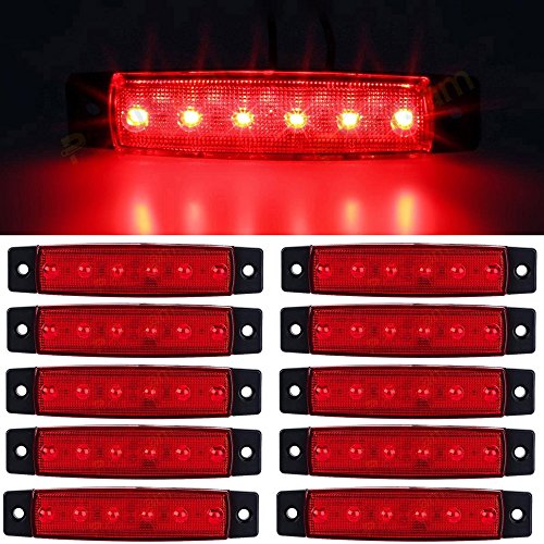 YUK 30 piezas 12/24 V 6 LED rojo + blanco + amarillo marcadores para remolque de camión laterales luces de señalización de camión