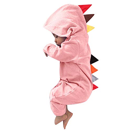 YWLINK Mono con Capucha Bebé ReciéN Nacido NiñOs NiñAs Manga Larga Caricatura Dinosaurio Cremallera con Capucha Mameluco Lindo Ocio Comodo Pijama Regalo De CumpleañOs(Rosado,6-12 meses/80)