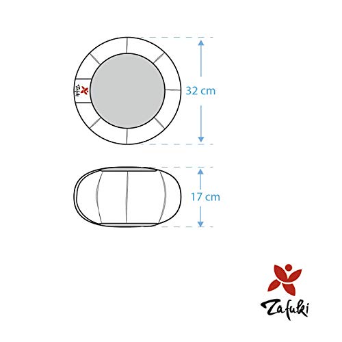 ZAFUKI Cojín Zafu Meditación Yoga Zen Maindfulness - Amarillo - Desenfundable Sistema cordón - Cubierta algodón 100% - Relleno cáscara espelta