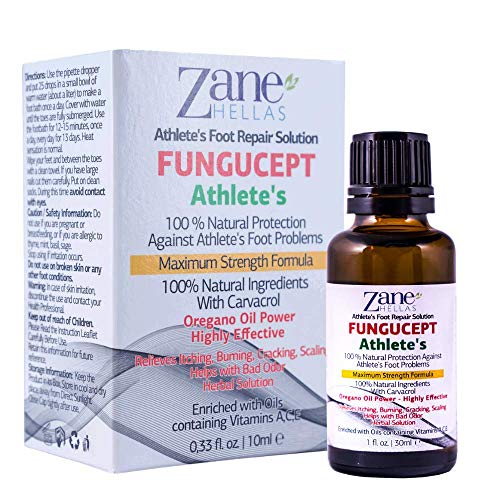 Zane Hellas FunguCept Solución de reparación para Atletas. Alivia la picazón, el Ardor, Las Grietas y Las Escamas. Detener el Mal Olor. Resultados visibles en 5 días. 1 Onza líquida - 30 ml.