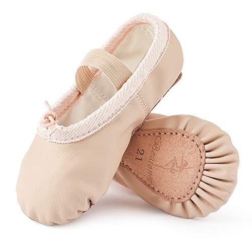 Zapatillas de Danza Cuero Zapatos de Ballet y Gimnasia Baile para Niña y Mujer Beige 32