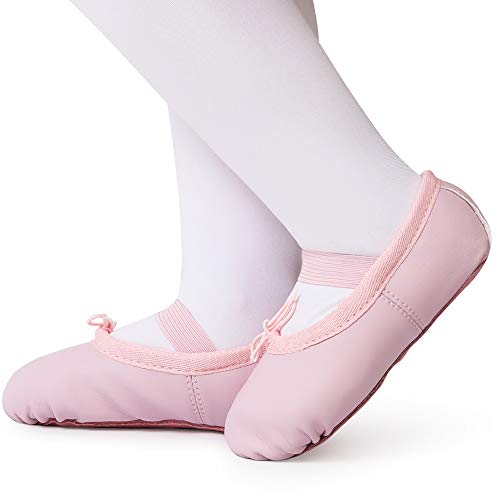 Zapatillas de Danza Cuero Zapatos de Ballet y Gimnasia Baile para Niña y Mujer Rosa 26