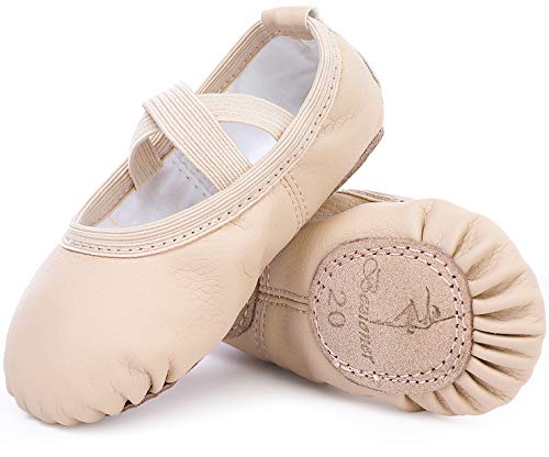 Zapatillas de Danza Cuero Zapatos Media Punta de Ballet y Gimnasia para Niña y Mujer Beige 38