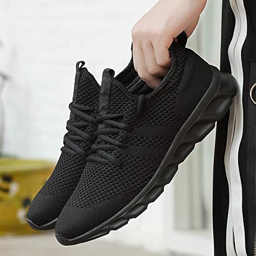 Zapatillas de Running para Hombre Casual Tenis Asfalto Zapatos Deporte Fitness Gym Correr Gimnasio Deportives Transpirables Seguridad Atlético Trekking Bambas Plataform Sneakers Negro 44 EU