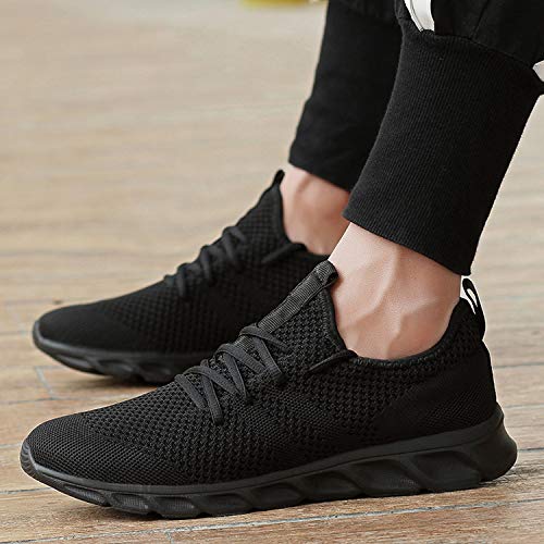 Zapatillas de Running para Hombre Casual Tenis Asfalto Zapatos Deporte Fitness Gym Correr Gimnasio Deportives Transpirables Seguridad Atlético Trekking Bambas Plataform Sneakers Negro 42 EU