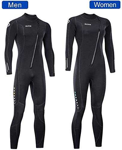 ZCCO - Traje de neopreno ultra elástico de 3 mm con cremallera frontal, traje de buceo completo, una pieza para hombres y mujeres, esnórquel, natación, surf (XL para hombre)