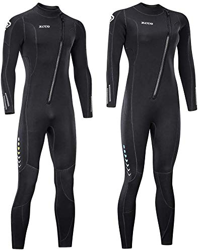 ZCCO - Traje de neopreno ultra elástico de 3 mm con cremallera frontal, traje de buceo completo, una pieza para hombres y mujeres, esnórquel, natación, surf (XL para hombre)