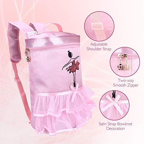 Zerodis- Mochila para niñas Ballet Dance Bag Tutu Pink Dress Dance Satén Mochila Bailarina con Lentejuelas y asa para niñas pequeñas (Pink)