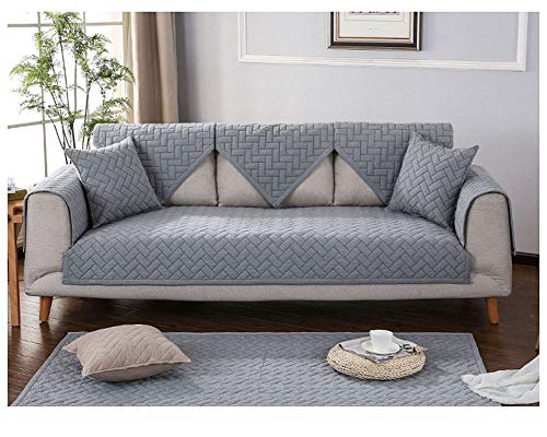 ZIXING Fashion Invierno Sofá Protector Fundas de sofá, Protector de Muebles Moderno Antideslizante Cubre para Sofá Plata Gris 90 * 90cm(Respaldo Toalla)