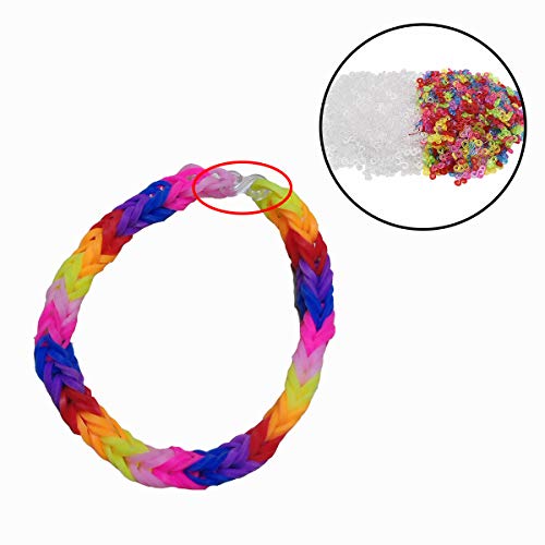 Zliger Telar S Clips Loom Bands Conexión S-Clips Ganchos Clip S Plástico Telar Band Kit de Pulseras de Goma para Pulseras de la Joyería Que Hace la Accesorios Herramienta (100 Blanco+100 Vistoso)