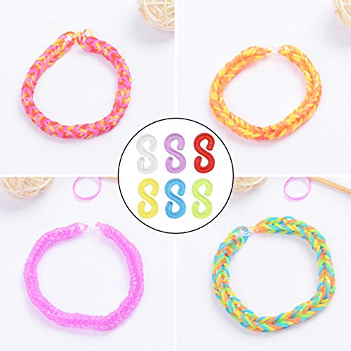 Zliger Telar S Clips Loom Bands Conexión S-Clips Ganchos Clip S Plástico Telar Band Kit de Pulseras de Goma para Pulseras de la Joyería Que Hace la Accesorios Herramienta (100 Blanco+100 Vistoso)