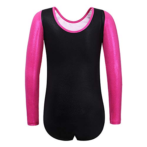 ZNYUNE Niña Maillot Gimnasia 197 Rosa Mangas Largas NO.8A para 7-8 años