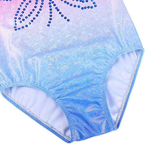 ZNYUNE Niña Maillots de Gimnasia sin Manga Espumoso 261 Rosa Azul 4A