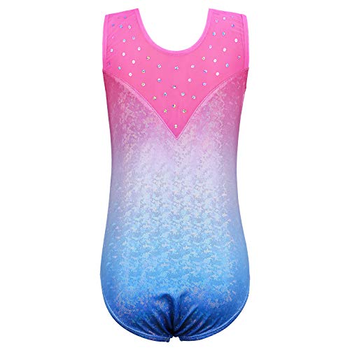 ZNYUNE Niña Maillots de Gimnasia sin Manga Espumoso 261 Rosa Azul 4A