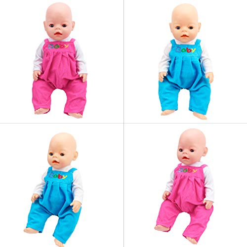 ZOEON Ropa de Muñecas para New Born Baby Doll, Blusas y Pantalones con Peto para 18 " Muñecas (40-45 cm), Conjunto de 2