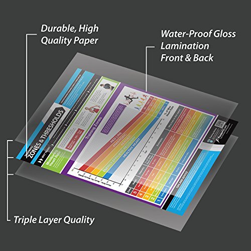 Zonas y umbrales de entrenamiento | Póster laminado para el hogar y el gimnasio | Soporte de entrenamiento en vídeo en línea gratuito | Tamaño – 594 mm x 420 mm (A2) | Mejora el estado físico personal