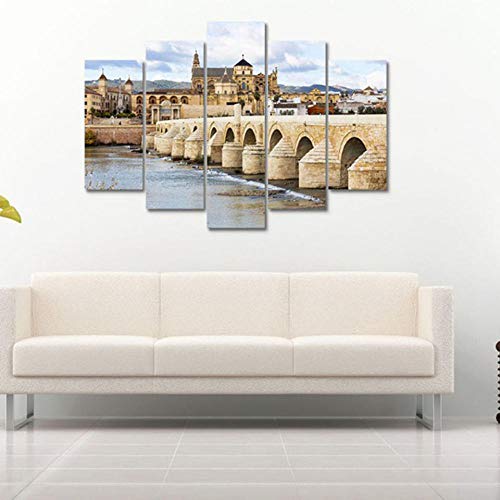 ZXYJJBCL Mezquita De Córdoba, España 5 Paneles De Pintura Artística Imágenes La Imagen para La Decoración Moderna del Hogar Pieza Estirada por Marco De Madera