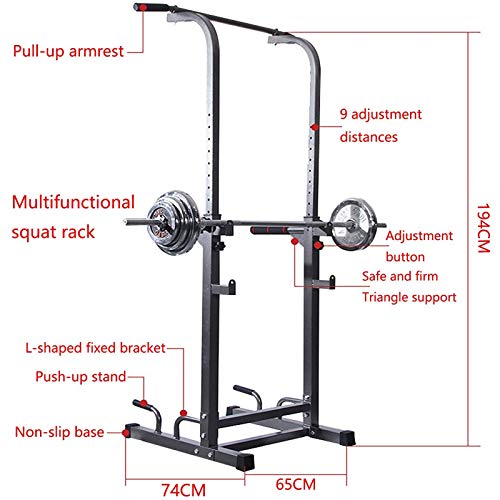 ZZZTWO Hogar Barbell Rack, Power Tower Estación de Fondos, Multifuncional Entrenamiento de la Fuerza Altura Ajustable de la Gimnasia Casera Equipo de la Aptitud HJHY