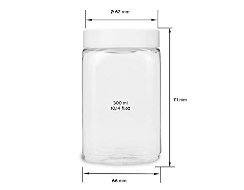 10 x 300 ml Octopus Recipiente PET con tapa de rosca para alimentos, pintura, aceite, polvos, recipiente de plástico con cierre de rosca, vaso de plástico con tapa, vaso para smoothies, vaso para mermelada