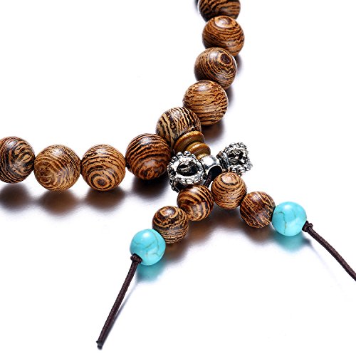 108 Beads Bracelet Tibetan Buddhist Buddha Meditation Natural Wood Mala Prayer Bead Necklace