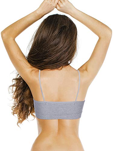 3 Sujetadores de Tubo de Cuello V Camisola con Relleno sin Costura Bandeau Sujetador Deportivo Sujetador de Dormir con Tirantes Elásticos (Negro, Blanco, Gris, L-XL)