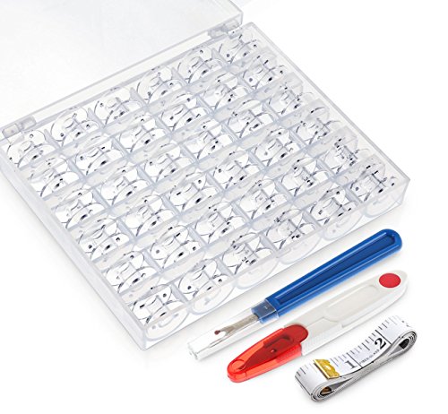 36Pcs Bobinas Para Máquinas De Coser Plásticos Carretes De Máquinas De Coser Para Brother Janome W6 Singer Con Caja De Almacenamiento Tijeras Costuras Descosedor Y Cinta Métrica