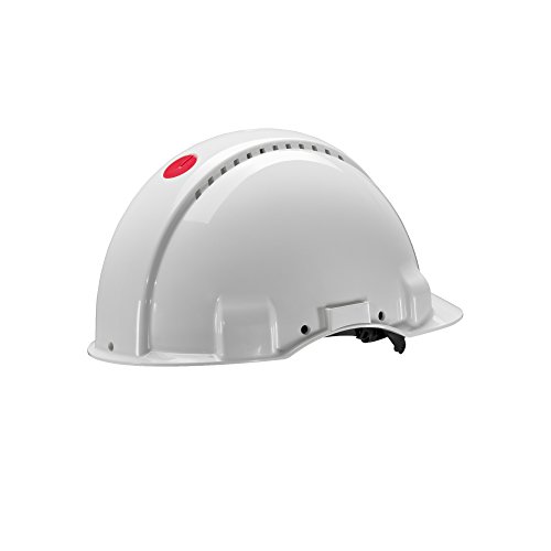 3M G3000 Casco de seguridad blanco con ventilación, arnés de ruleta y banda sudor de plástico (1 casco/caja)