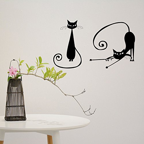 5 Pegatinas silueta gato color negro pared vinilo decorativo escaparates mascotas perros gatos clinicas veterinarias de CHIPYHOME