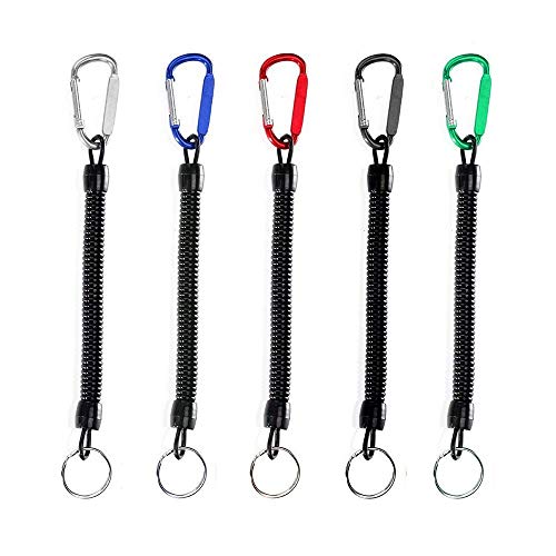 5 Piezas Cordones De Pesca, Llavero Espiral, Elástico Cordones De Pesca, Elemento De Amarre Retráctil En Espiral para Pinza De Pesca, Kayak, Acampar Y Caza (Color Al Azar)