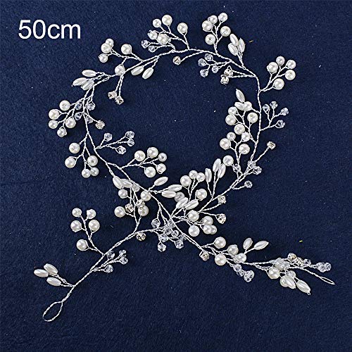 50cm Tocado Diadema para el Pelo de Novia Tiara Corona de Flores Mujer Adornos Accesorios para el Cabello para Boda Fiesta Velada