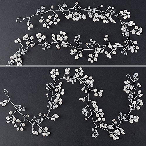 50cm Tocado Diadema para el Pelo de Novia Tiara Corona de Flores Mujer Adornos Accesorios para el Cabello para Boda Fiesta Velada