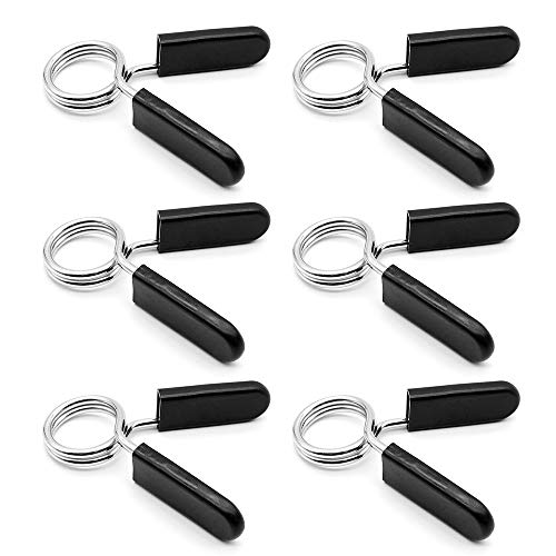 6 Piezas Collares de Resorte Abrazaderas, 25mm/1 Pulgada Abrazaderas de Barra de Pesas, Barbell Clips de Cuello de Resorte, para Gimnasio Fitness Entrenamiento Levantamiento de Pesas