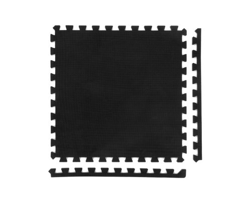 8 x Negro Colchonetas, Suelo para Gimnasio, EVA Puzzle 60cm x 60cm x12mm con Reverso Antideslizante, Certificacion Libre De Toxicos