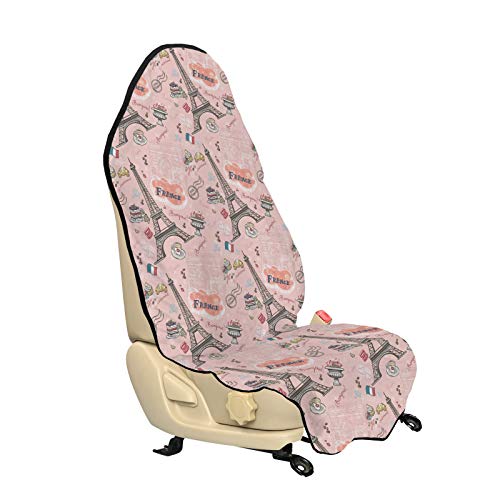 ABAKUHAUS París Cubierto de Asiento de Coche, Croissant macarrón Mollete, Protector Antideslizante de Coche de Tamaño Universal, 75x145cm, Multicolor