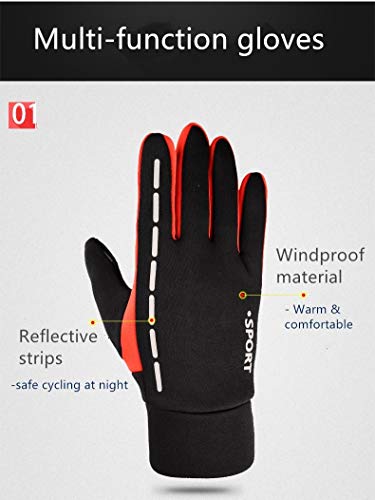 AFIT Guantes de Otoño Invierno a Prueba de Viento Impermeable Antideslizantes Ciclismo Bicicleta Correr Aire Libre Guantes Pantalla Táctil Guantes para Hombres y Mujeres (Negro, M)