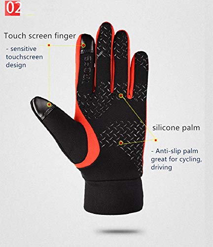 AFIT Guantes de Otoño Invierno a Prueba de Viento Impermeable Antideslizantes Ciclismo Bicicleta Correr Aire Libre Guantes Pantalla Táctil Guantes para Hombres y Mujeres (Negro, M)