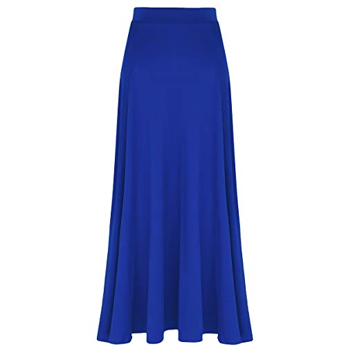 Agoky Falda Irregular de Danza para Mujer Falda Larga de Ballet Baile Flamenco Latino Tango Sevillanas Traje Falda Danza del Vientre Chica Dancewear Azul Medium